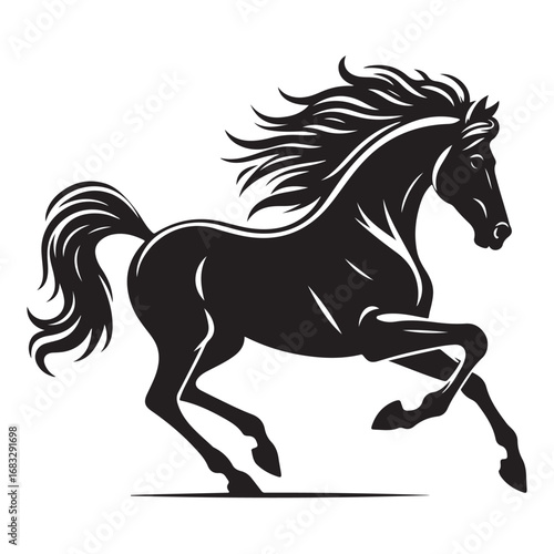 Dynamic horse galloping in a powerful silhouette