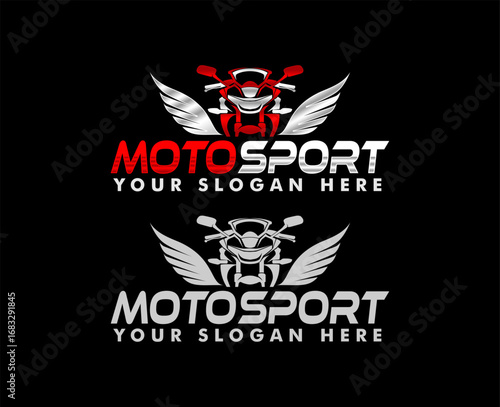 motorbike club logo vector design modern abstract silhoutte illustration on black background
