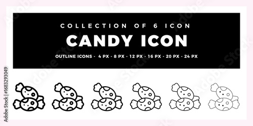 Collection of Six Candy Icons. Outline Design