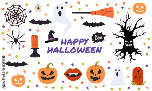 Happy Halloween greetings template vector. Vector illustration.