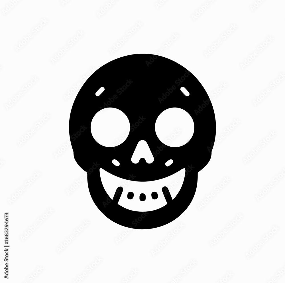 Fototapeta premium Smiling Skull Logo Silhouette – Playful Edgy Design for Streetwear and Creative Media