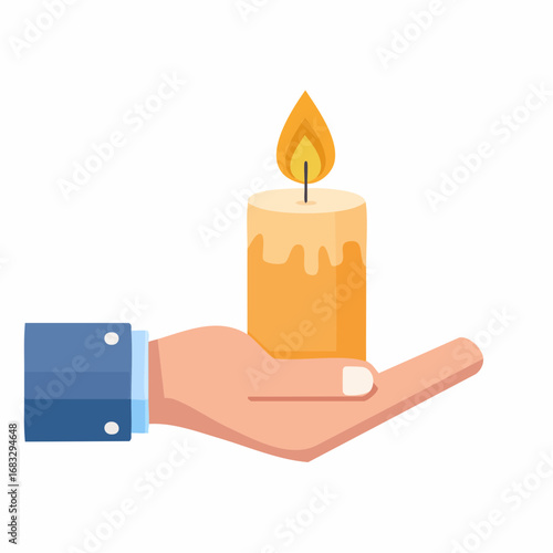 Hand Holding Lit Candle