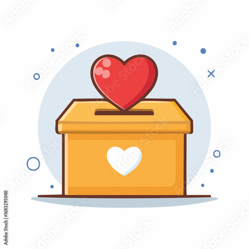 Simple Donation Box Illustration With Red Heart