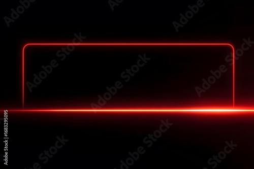 A red, glowing, rectangular frame border on a black background,