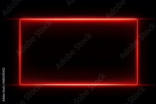 A red, glowing, rectangular frame border on a black background,