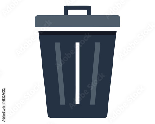 Simple Flat Style Delete or Waste Bin Icon Vector Graphic on White