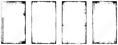Multiple Black Grunge Frames. Editable Border Overlays. Rough Border Set for Design Use