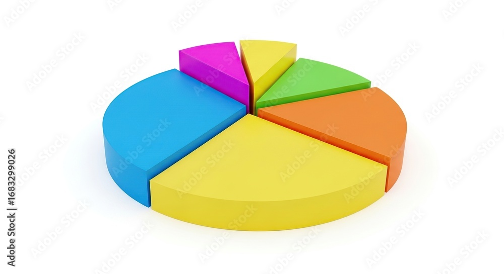 Obraz premium Colorful 3d Pie Chart Segments on White Background for Data Visualization