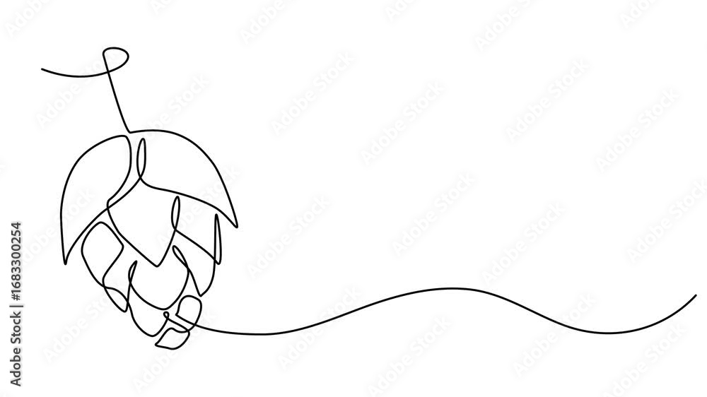 Hop herb and spikelet continuous one line drawing animation, Hop herb ...