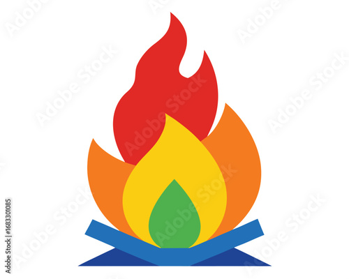 Vibrant Campfire Icon Symbolizing Warmth and Outdoor Adventure