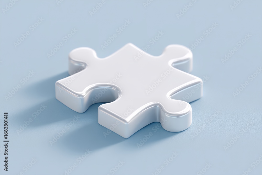 Fototapeta premium White puzzle piece with a silver border