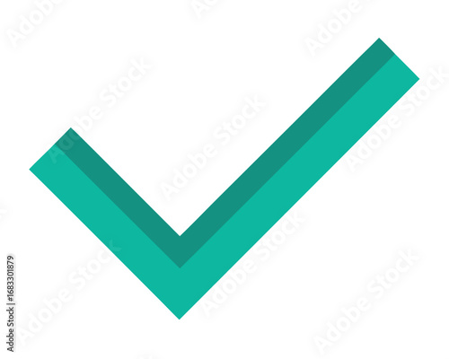 Green checkmark icon with a 3D effect on a white background