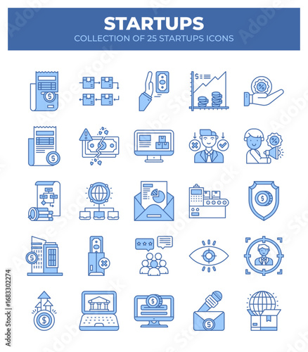 Startups. Collection of 25 Startup Icons for Business Planning