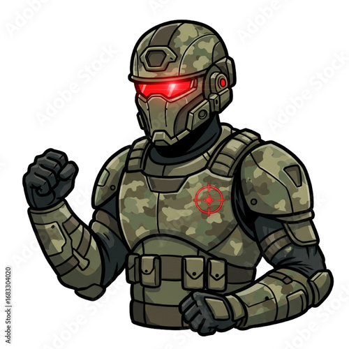 Futuristic Military Soldier Mascot Logo for Esports and Gaming Branding