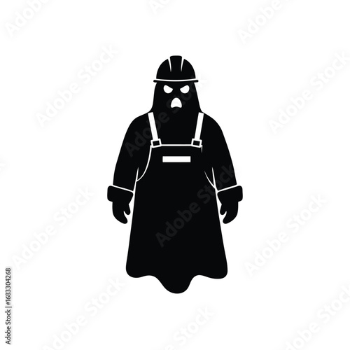 Ghost worker wearing overalls and hard hat factory