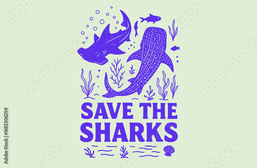 Shark illustration artwork. Various shark illustrations showcasing marine life. Shark club design T-Shirt. Sea predator artwork. Powerful shark leaping from ocean waves. 