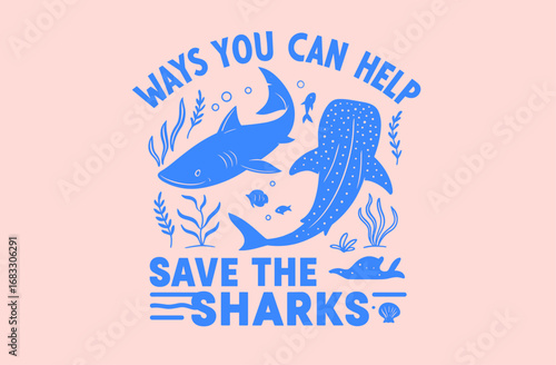 Shark illustration artwork. Various shark illustrations showcasing marine life. Shark club design T-Shirt. Sea predator artwork. Powerful shark leaping from ocean waves. 