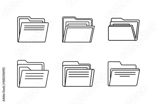 document folder icon line art vector illustration