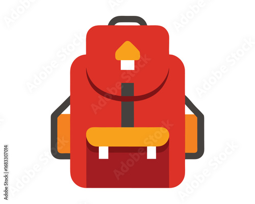 Modern Red Backpack Icon on White Background for Design Use