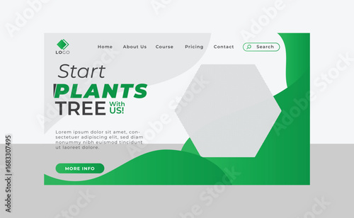 tree plant landing page template design banner for your business website 