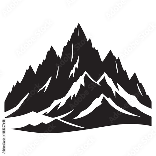 Silhouette of Majestic mountain range 