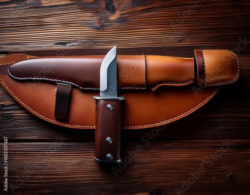 leather knife sheath with belt loop for secure carrying of fixed blade knives