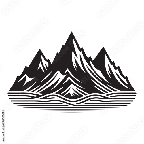 Majestic mountain range at sunset silhouette