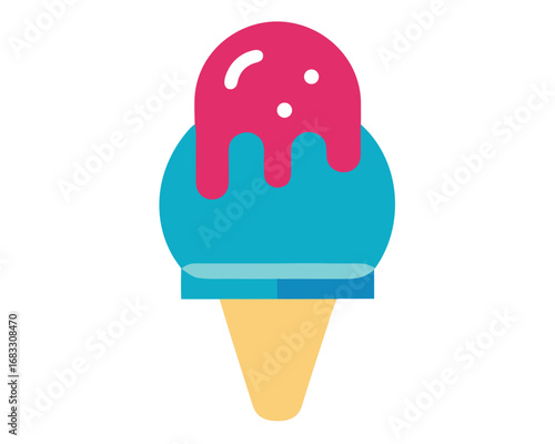 Colorful Ice Cream Cone Illustration - Sweet Treat Delight