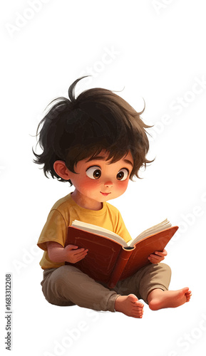 little girl reading a book