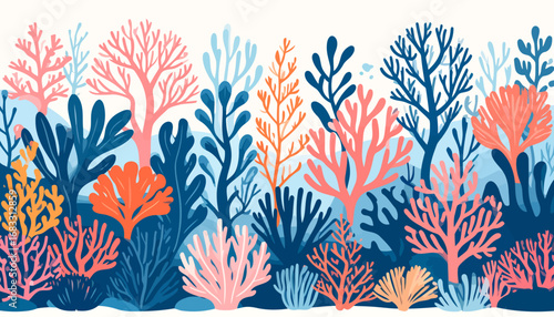 Vibrant Coral Reef Ecosystem Underwater Scene.
