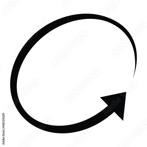 Oval circle rotate arrow icon. Ellipse orbit line arrow symbol. Oval circumference sign. Vector illustration isolated on white background.