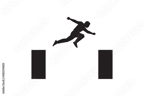 Dynamic Jump Silhouette Overcoming Challenge Design