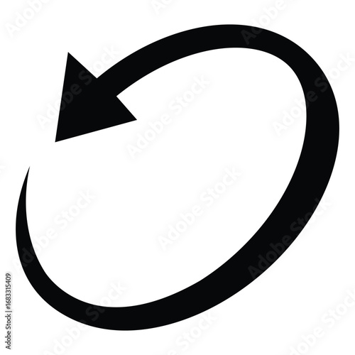 Oval circle rotate arrow icon. Ellipse orbit line arrow symbol. Oval circumference sign. Vector illustration isolated on white background.