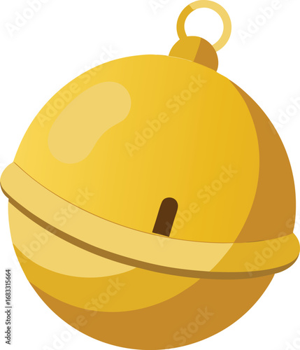 Golden Jingle Bell Ornament for Christmas Holiday Decoration Isolated on White