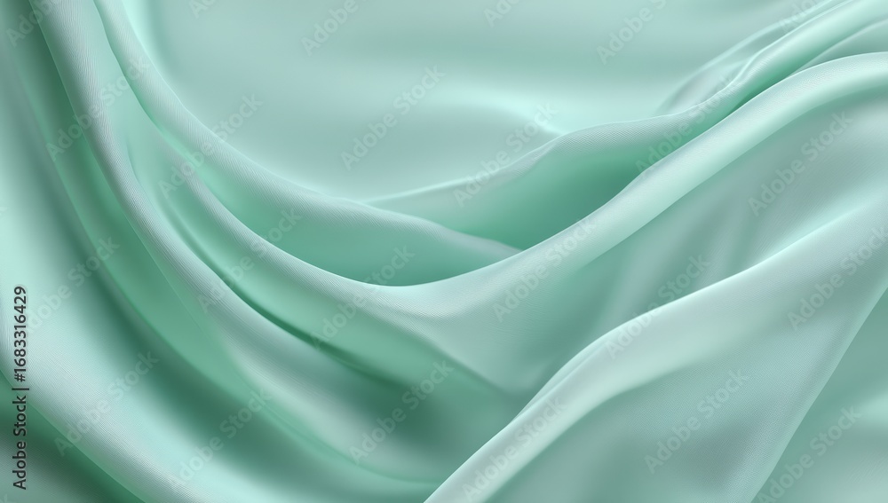 Fototapeta premium Smooth mint green fabric folds