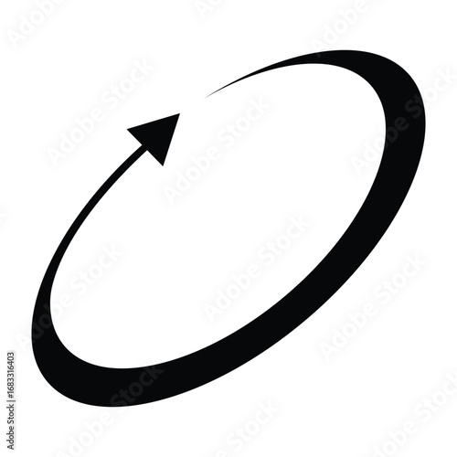 Oval circle rotate arrow icon. Ellipse orbit line arrow symbol. Oval circumference sign. Vector illustration isolated on white background.