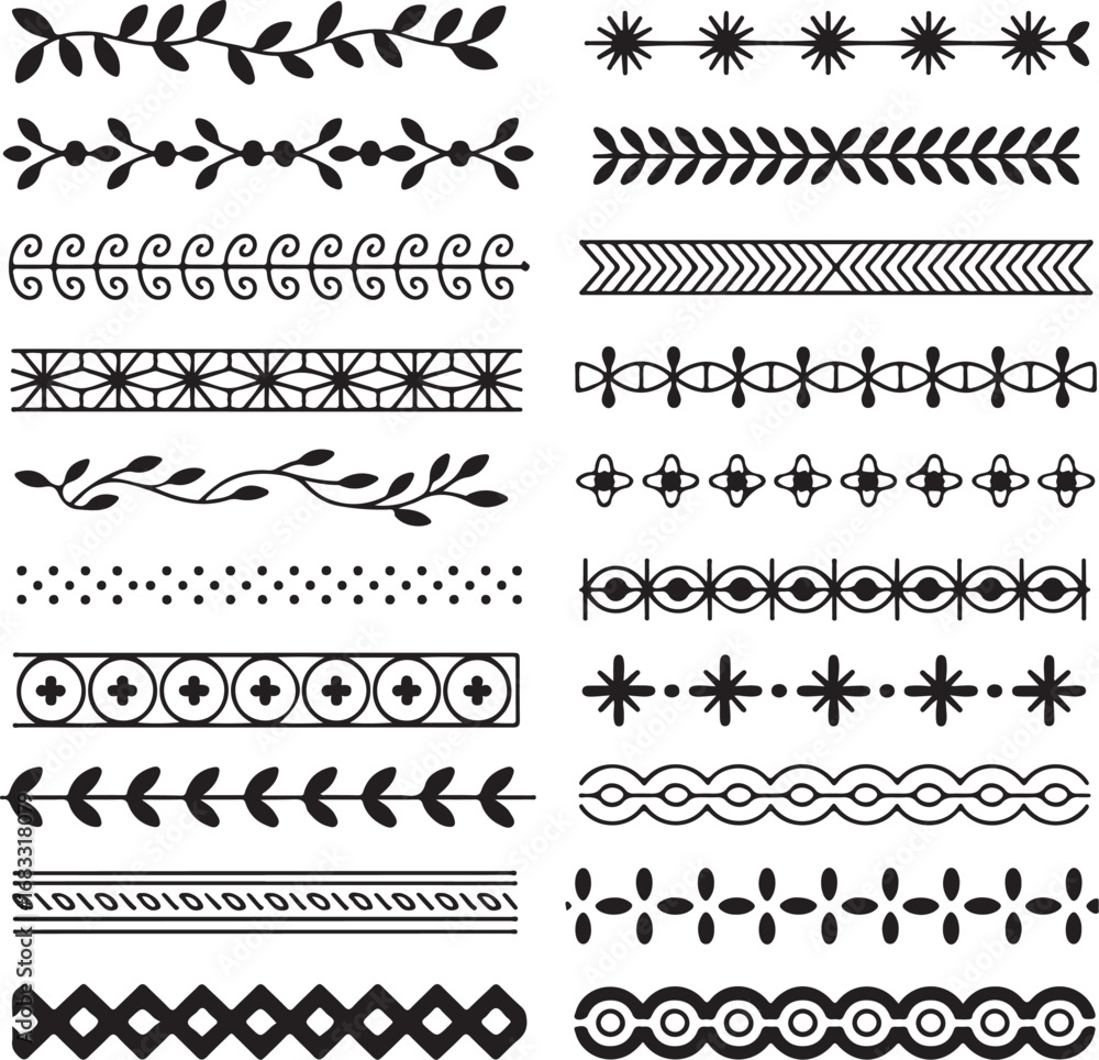 Obraz premium Assortment of decorative horizontal borders and dividers pattern