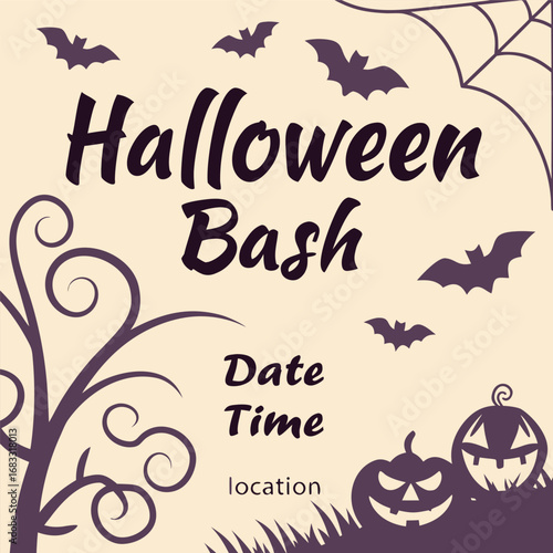Spooky Halloween Bash Invitation – Fun Night with Costumes, Pumpkins & Bats