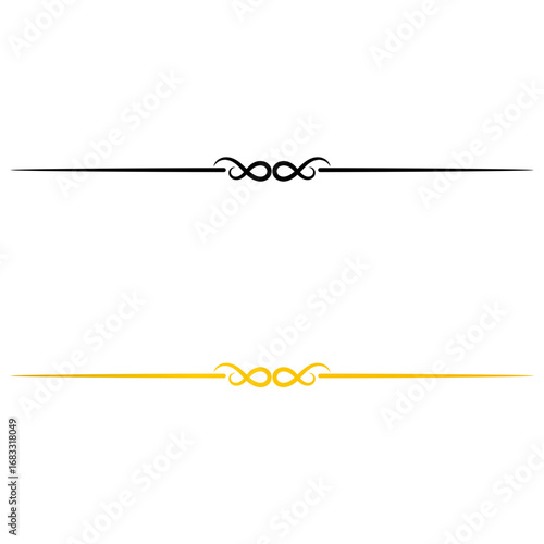 Minimalist infinity line ornament in black and gold – Stylish infinity line ornament in black and gold, handcrafted for use in branding, packaging, and product labels.