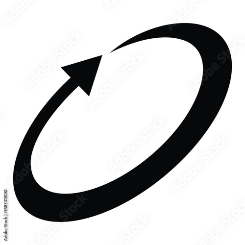 Oval circle rotate arrow icon. Ellipse orbit line arrow symbol. Oval circumference sign. Vector illustration isolated on white background.