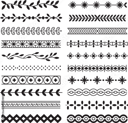 Assortment of decorative horizontal borders and dividers pattern