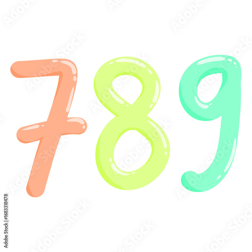 Number 789 on transparant background 