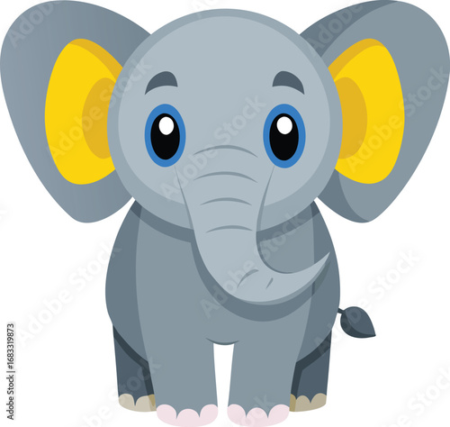 A cute baby elephant cartoon is a fun and wild safari character drawing