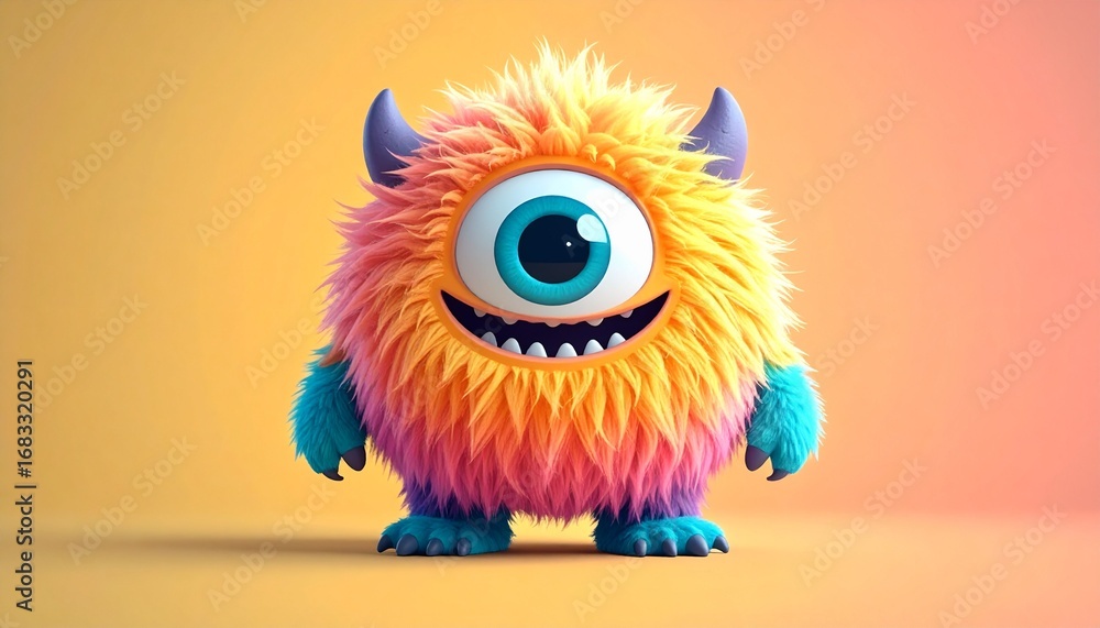 Fototapeta premium Fluffy One-Eyed Grinner