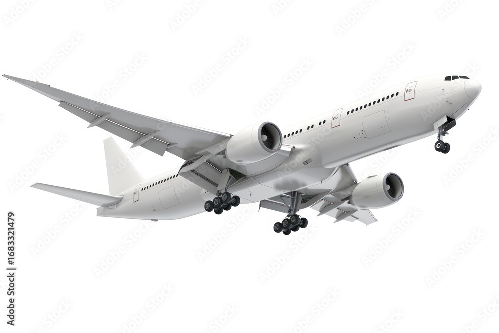 Fototapeta premium Modern airplane in flight illustration