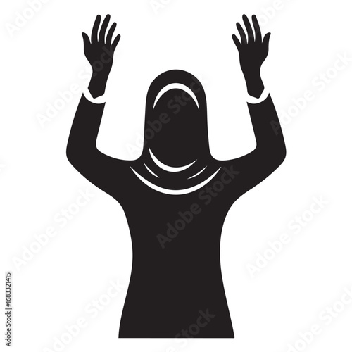 Person praying silhouette with arms raised in reverence
