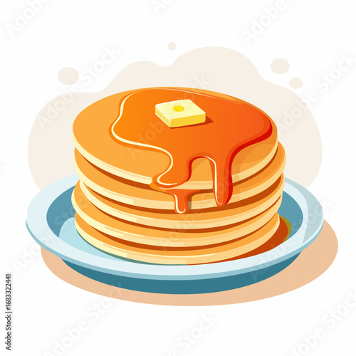 Delicious Stacked Pancakes Drizzled With Syrup And Butter