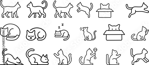 Cat Outline line Icon Illustration