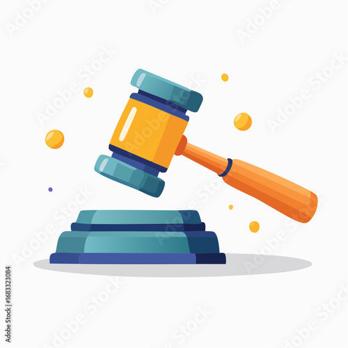 Cartoon Gavel Icon On White Background