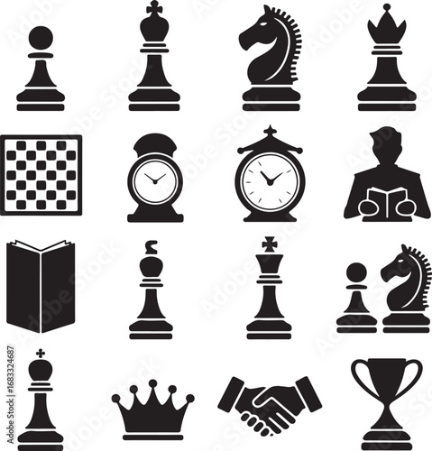 Chess Game Elements and Symbols of Strategy and Competition chess pieces king